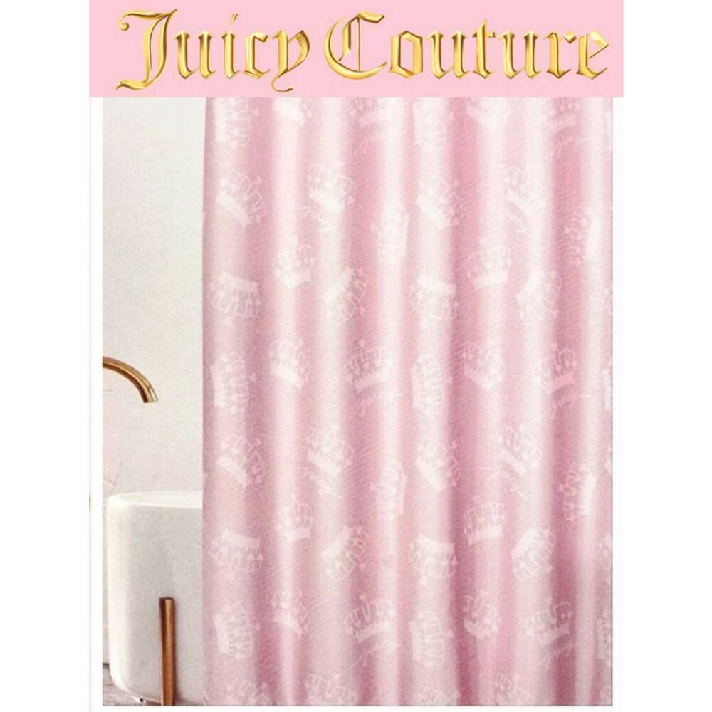 Juicy Couture Home Heart Crown Fabric Shower Curtain w/Hooks